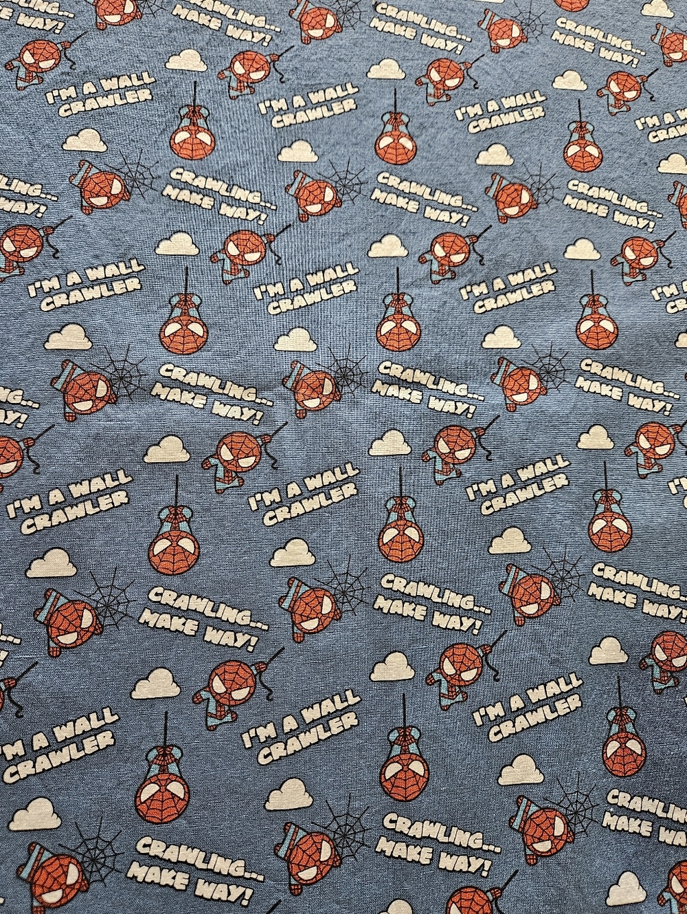 Blue Spider-Web Cotton Print Fabric - Kid-Friendly Pattern-sold By The Yard